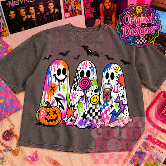 Neon Graffiti Halloween Ghost PNG Design